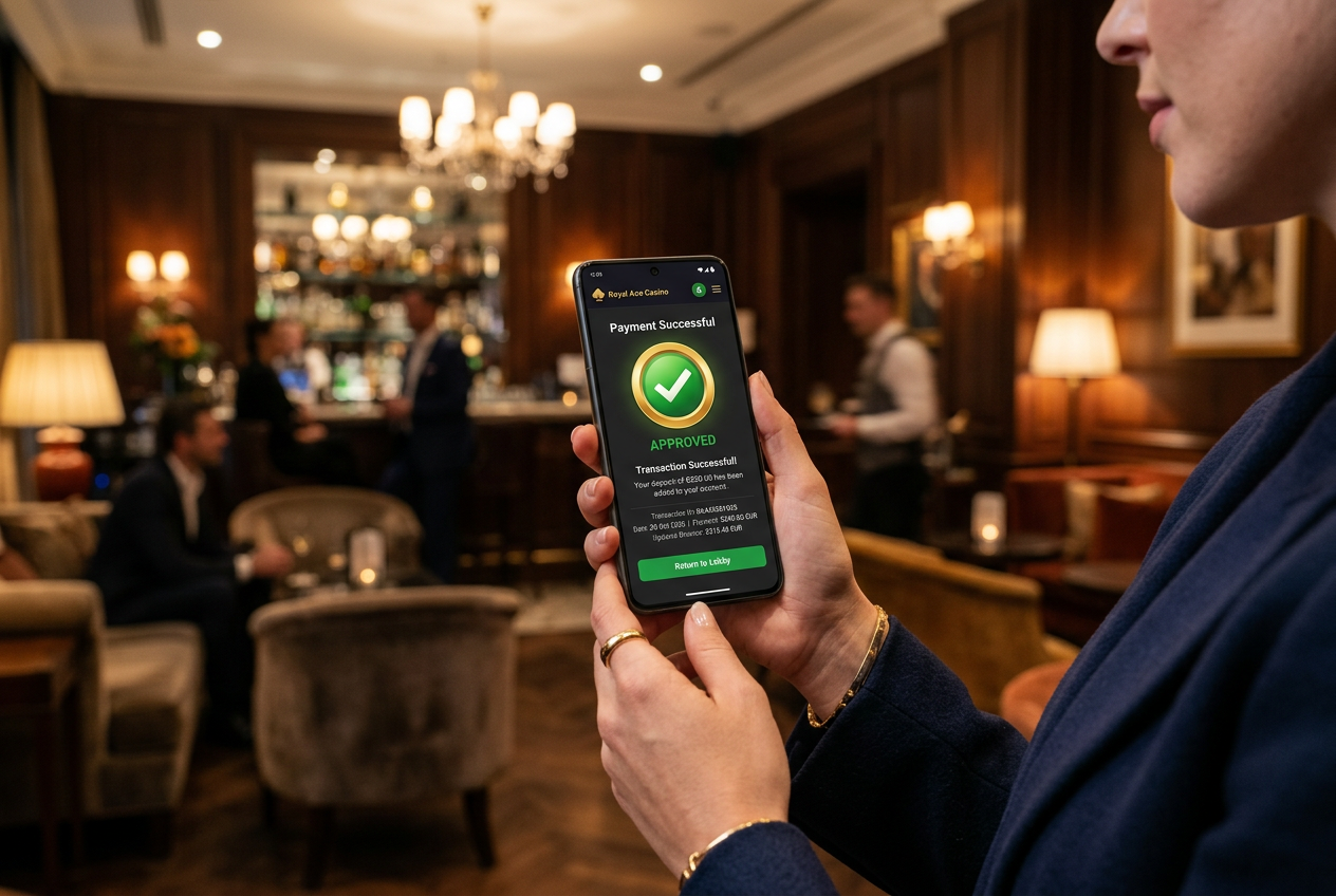 A smartphone showing a successful casino withdrawal confirmation screen.